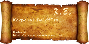 Korponai Balázs névjegykártya
